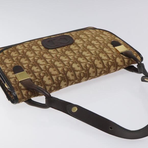 DIOR Trotter Canvas Shoulder Bag Brown Gold - Picture 6 of 12